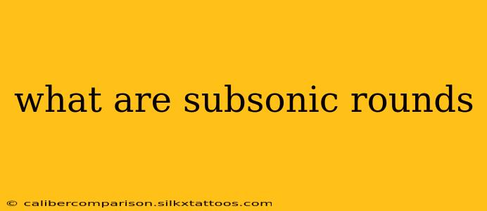 what are subsonic rounds